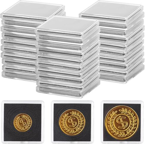 30 قطعة من كبسولات العملات المعدنية مقاس 50 مم من COSYOO من البلاستيك الشفاف، حافظات عملات مربعة مع حشوات إسفنجية لهواة الجمع، حاملات عملات معدنية مورغان فضية قابلة للتعديل، 5 صناديق تخزين للعملات المعدنية مقاس 21/27/30/35/40 مم in Kuwait