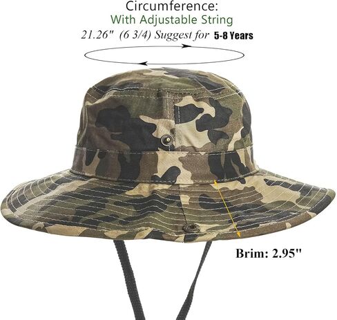 Kids Camouflage Sun Hat - UPF 50+ Wide Brim Breathable Fishing Hat Foldable Boys Boonie Hat Camo Bucket Hats for Hiking Camp in Saudi Arabia