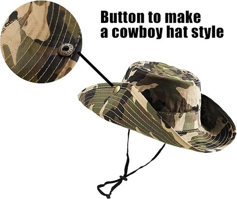 Kids Camouflage Sun Hat - UPF 50+ Wide Brim Breathable Fishing Hat Foldable Boys Boonie Hat Camo Bucket Hats for Hiking Camp in Saudi Arabia
