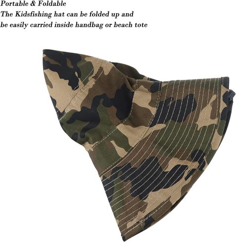 Kids Camouflage Sun Hat - UPF 50+ Wide Brim Breathable Fishing Hat Foldable Boys Boonie Hat Camo Bucket Hats for Hiking Camp in Saudi Arabia