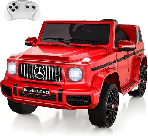 سيارة ركوب للأطفال 12 فولت، سيارة مرسيدس بنز G63 مرخصة من باتيكوين مع جهاز تحكم عن بعد، تعليق زنبركي، قفل أمان، ضوء LED، قرن، بلوتوث، AUX، سيارة كهربائية تعمل ببطارية الموسيقى للأطفال، أبيض in Kuwait