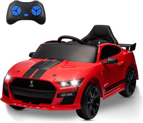 Licensed Ford Mustang Shelby GT500, 12V Kids Ride on Car, 3 Speeds W/Parent Remote Control, Electric Toy Gifts for Kids, LED Lights, Music, FM Radio, Safety Belt, Black in Saudi Arabia