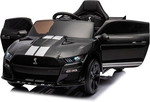 Licensed Ford Mustang Shelby GT500, 12V Kids Ride on Car, 3 Speeds W/Parent Remote Control, Electric Toy Gifts for Kids, LED Lights, Music, FM Radio, Safety Belt, Black in Kuwait