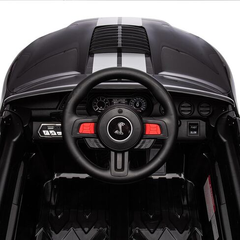 Licensed Ford Mustang Shelby GT500, 12V Kids Ride on Car, 3 Speeds W/Parent Remote Control, Electric Toy Gifts for Kids, LED Lights, Music, FM Radio, Safety Belt, Black in Kuwait