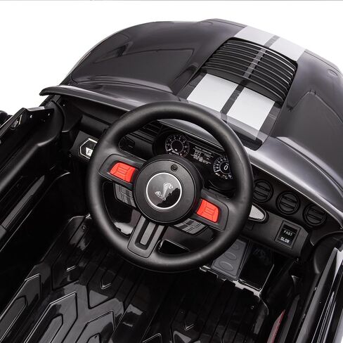 Licensed Ford Mustang Shelby GT500, 12V Kids Ride on Car, 3 Speeds W/Parent Remote Control, Electric Toy Gifts for Kids, LED Lights, Music, FM Radio, Safety Belt, Black in Kuwait