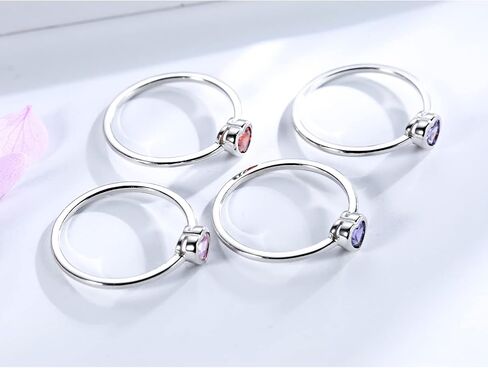 Simple Heart Birthstone Ring for Women Girls 925 Sterling Silver Stackable Promise Ring with Colorful Cubic Zirconia Minimalist Jewelry Gift in Saudi Arabia