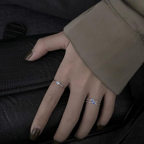 Simple Heart Birthstone Ring for Women Girls 925 Sterling Silver Stackable Promise Ring with Colorful Cubic Zirconia Minimalist Jewelry Gift in Saudi Arabia