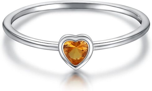 Simple Heart Birthstone Ring for Women Girls 925 Sterling Silver Stackable Promise Ring with Colorful Cubic Zirconia Minimalist Jewelry Gift in Saudi Arabia