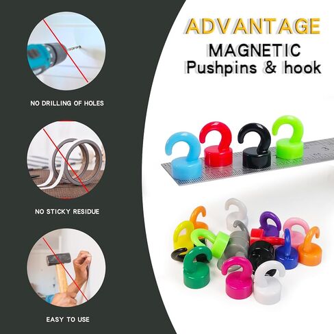 Magnets Push Pin for Classroom for Whiteboard, Magnet Hooks for Hanging Files, Reminders, Photos and More 12 Pack Grey in Kuwait