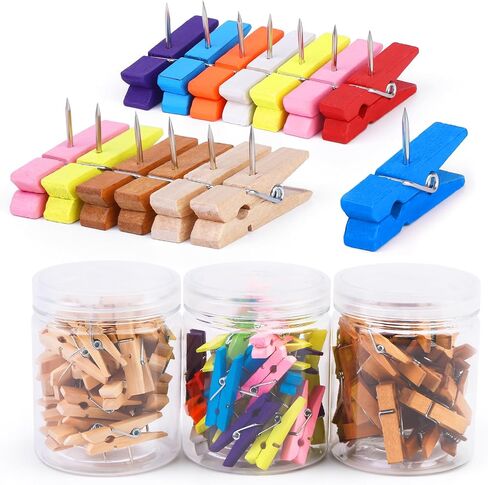 Push Pin Clips,100 Count Wooden Push Pin Clips for Cork Board, Decorative Assorted Thumbtack Pushpins Tacks for Bulletin Board Hanging Maps, Photos, Calendar in Saudi Arabia