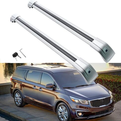 MotorFansClub Roof Rack Cross Bars Fit for Kia Sedona 2015 2016 2017 2018 2019 2020 2021 Baggage Cargo Luggage Aluminum Silver in Kuwait