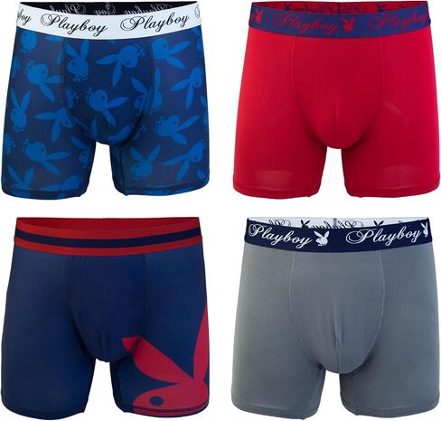 Playboy Men's 4-Pack Everyday Athletic Boxer Briefs with Soft Brushed Fabric Sizes S, M, L & XL in Saudi Arabia