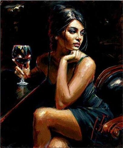 Sonby Wine Bar Girl Paint by Numbers Kits for Adult Kids DIY Painting by Number for Home Wall Decor,16"x20" Unmounted in Kuwait