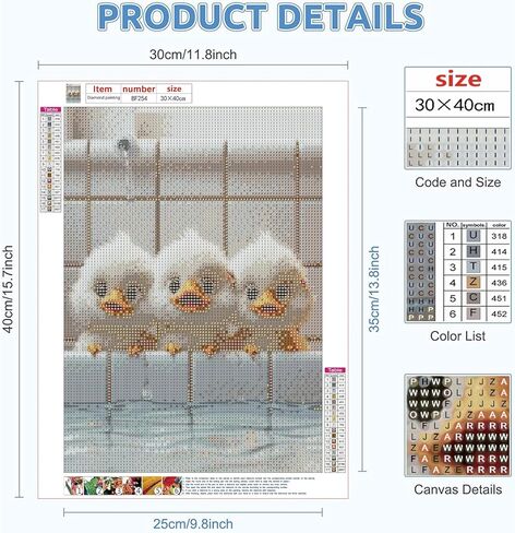 clakinla البط الصغير الماس الفن مجموعات الرسم للبالغين، 5d الماس الدواجن مجموعات الرسم الفني للمبتدئين، صورة الطلاء DIY مع النقاط الماس الحفر الكامل للديكور المنزل الكرتون 12x16 بوصة in Kuwait