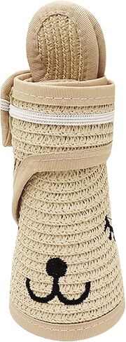 Beach Smile Straw Visor Hat Sun Hat Kid Toddler Cute Bunny Cat Ears Summer 100% Recycled Paper (Tan) in Saudi Arabia