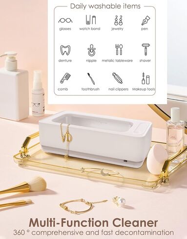 منظف ​​المجوهرات بالموجات فوق الصوتية، آلة تنظيف احترافية محمولة بالموجات فوق الصوتية لنظارات العين، حزام الساعة، القرط، القلائد، الخاتم، فرشاة المكياج، خزان من الفولاذ المقاوم للصدأ 304 in Kuwait