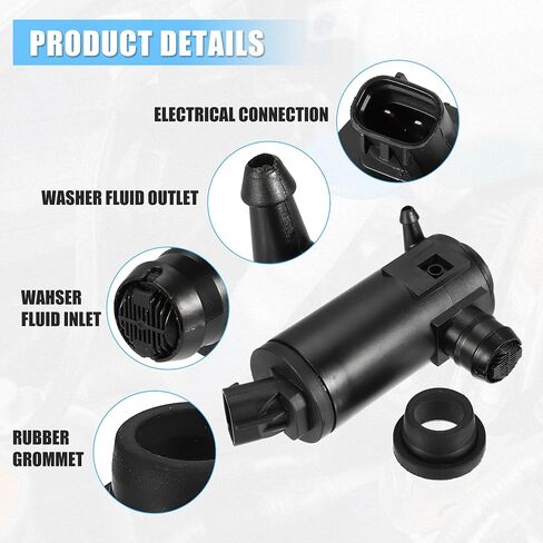 ACROPIX Windshield Washer Motor Pump Replacement Fit for Kia Cadenza - Pack of 2 Black in Saudi Arabia