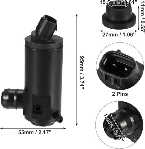 ACROPIX Windshield Washer Motor Pump Replacement Fit for Kia Cadenza - Pack of 2 Black in Saudi Arabia