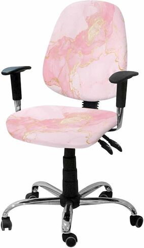 Marble Pink Gold Office Chair Cover Stretchable Computer Chair Seat Cover Backrest Slipcovers, Stretchable Rotating Desk Chair Seat Cushion Split Protectors Modern Chinese Ink Gradual Paint in Saudi Arabia