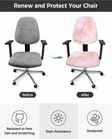 Marble Pink Gold Office Chair Cover Stretchable Computer Chair Seat Cover Backrest Slipcovers, Stretchable Rotating Desk Chair Seat Cushion Split Protectors Modern Chinese Ink Gradual Paint in Saudi Arabia