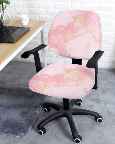 Marble Pink Gold Office Chair Cover Stretchable Computer Chair Seat Cover Backrest Slipcovers, Stretchable Rotating Desk Chair Seat Cushion Split Protectors Modern Chinese Ink Gradual Paint in Saudi Arabia
