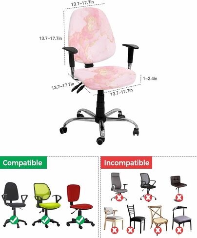 Marble Pink Gold Office Chair Cover Stretchable Computer Chair Seat Cover Backrest Slipcovers, Stretchable Rotating Desk Chair Seat Cushion Split Protectors Modern Chinese Ink Gradual Paint in Saudi Arabia