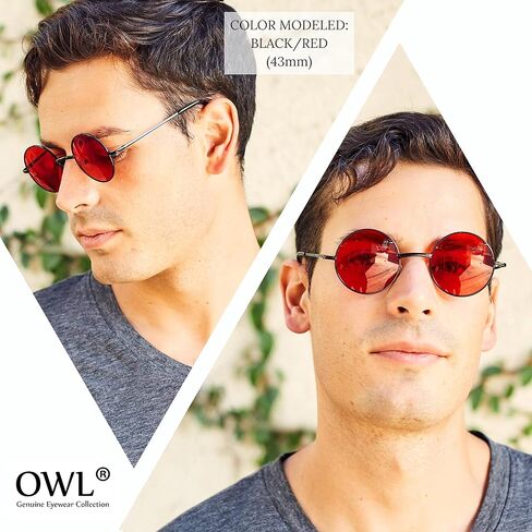 نظارات شمسية دائرية بإطار معدني من OWL نظارات شمسية هيبي UV400 من البولي كربونات بعدسات دائرية جون لينون للرجال والنساء in Kuwait