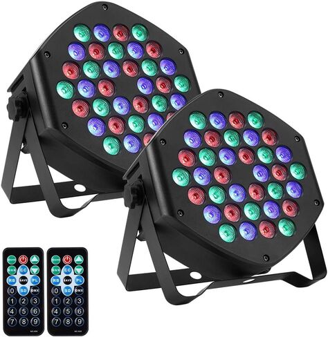 حزمة من قطعتين من إضاءة المسرح RGB، 36 LED Dj Par Lights، إضاءة للأحداث، تنشيط الصوت، التحكم عن بعد وDMX، لحفلات الزفاف، الحفلات، الحفلات الموسيقية، المهرجانات in Kuwait