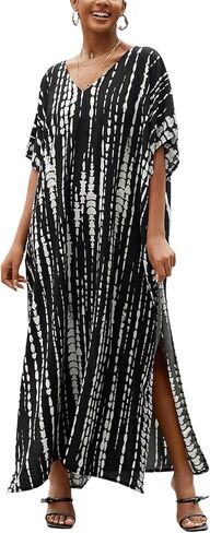 Kaftan for Women Plus Size Bathing Suit Cover up Batwing Dress Loose fit Moroccan Caftan mumu Dresses for Women in Saudi Arabia