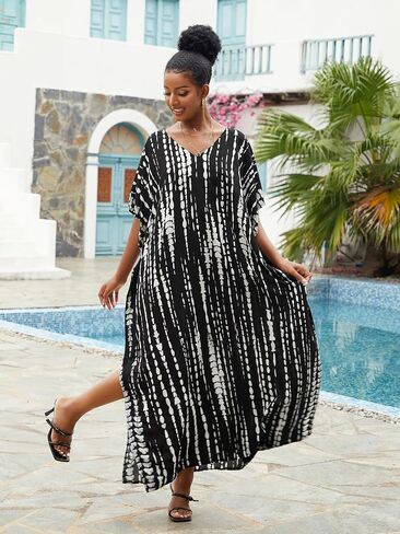 Kaftan for Women Plus Size Bathing Suit Cover up Batwing Dress Loose fit Moroccan Caftan mumu Dresses for Women in Saudi Arabia