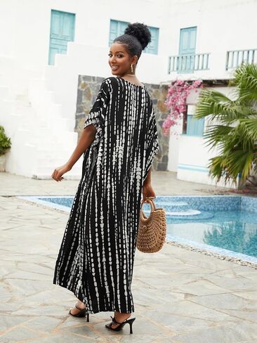 Kaftan for Women Plus Size Bathing Suit Cover up Batwing Dress Loose fit Moroccan Caftan mumu Dresses for Women in Saudi Arabia