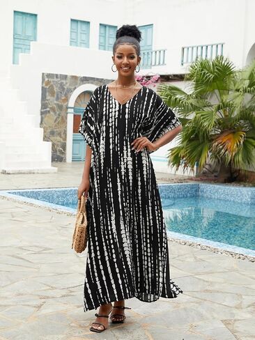 Kaftan for Women Plus Size Bathing Suit Cover up Batwing Dress Loose fit Moroccan Caftan mumu Dresses for Women in Saudi Arabia