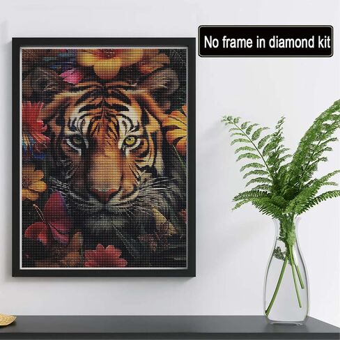 reofrey diy الماس مجموعات الفن للبالغين النمر Dreamcatcher، الحيوانات الحفر الكامل جولة حجر الراين الماس الملحقات الفنية، عبر غرزة التطريز قماش للحرف ديكور 30x40cm in Kuwait