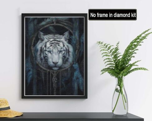 reofrey diy الماس مجموعات الفن للبالغين النمر Dreamcatcher، الحيوانات الحفر الكامل جولة حجر الراين الماس الملحقات الفنية، عبر غرزة التطريز قماش للحرف ديكور 30x40cm in Kuwait