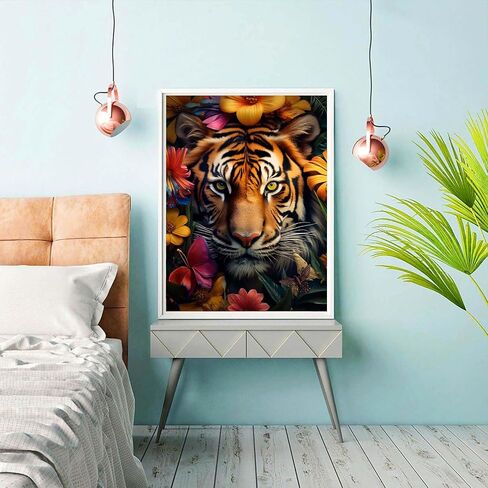 reofrey diy الماس مجموعات الفن للبالغين النمر Dreamcatcher، الحيوانات الحفر الكامل جولة حجر الراين الماس الملحقات الفنية، عبر غرزة التطريز قماش للحرف ديكور 30x40cm in Kuwait