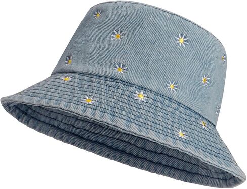 Jean Bucket Hat for Women Men Wide Brim Cotton Sun Hat Beach Vacation Travel Accessories in Saudi Arabia