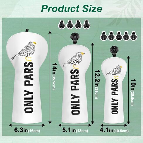 أغطية نادي الجولف PARS Birdie فقط للغابات والسائق، فقط غطاء مضرب الغولف، غطاء رأس مضحك للجولف مع مغناطيس عربة شارة مطاطية in Kuwait