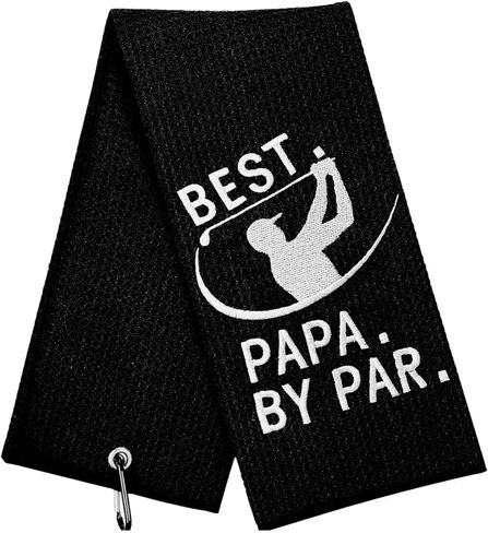 1Pack Golf Towel, 16" x 24" Golf Towel for Golf Bags with Clip - Premium Microfiber Waffle Pattern Golf Towel, Tri-fold Golf Towels for Men Women, Black in Saudi Arabia