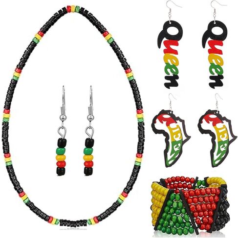 Juneteenth Outfit for Women African Jewelry Sets Juneteenth Earrings Bracelets Necklace Set for Black Women Juneteenth 1865 Earrings Juneteenth Shirts Women Accessories in Saudi Arabia
