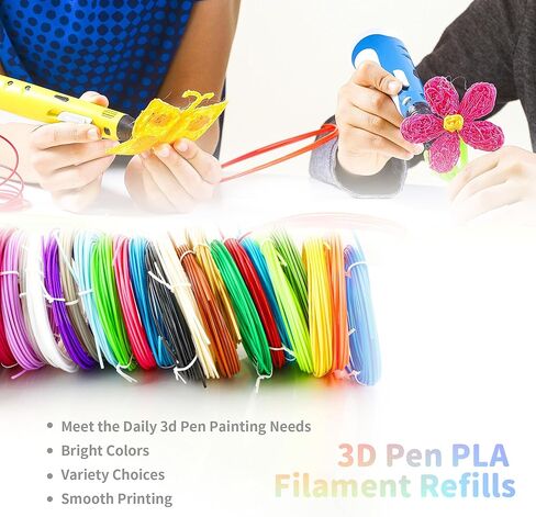عبوات خيوط القلم ثلاثية الأبعاد، إجمالي 360 قدمًا و22 لونًا من خيوط قلم الطباعة ثلاثية الأبعاد PLA، كل لون 16.4 قدم 1.75 مم تدفق يعمل متوافق مع قلم الطابعة SCRIB3D MYNT3D PIKA3D ثلاثي الأبعاد in Kuwait