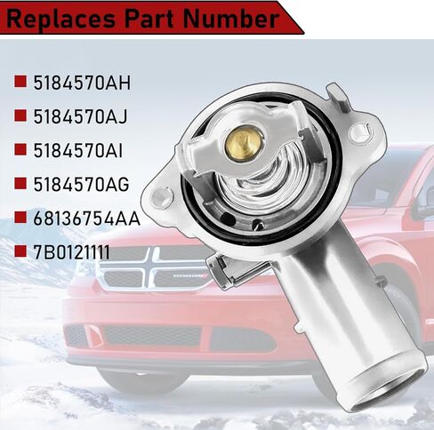 مجموعة مبيت ترموستات تبريد المبرد من الألومنيوم لسيارة دودج دورانجو 2011-2014 3.6L لسيارة دودج جراند كارافان 2011-2017 يستبدل 5184570AH in Kuwait