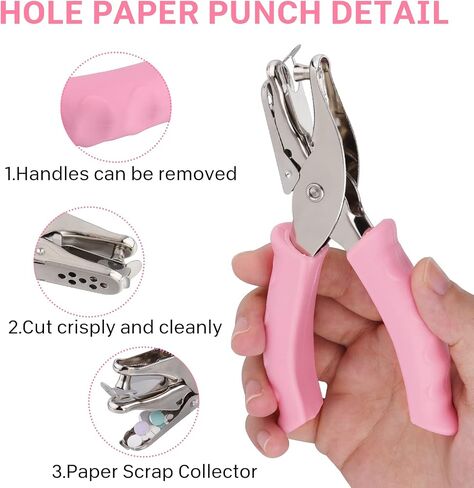 ASTARON 1/4 Inch Handheld Single Hole Punch Paper Hole Puncher, Circle Metal Paper Punch with Soft-Handled for Tags, DIY Crafts, Home Office School Supplies, 3 Colors Options in Saudi Arabia