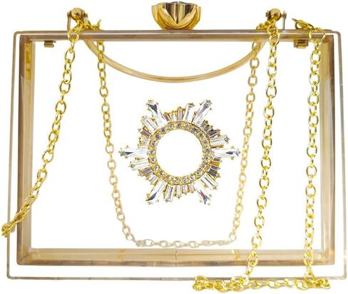 Clear Acrylic Clutch Purse for Women,Acrylic Box Evening Clutch Bag With handle,Transparent Box Crossbody Shoulder Bag in Saudi Arabia