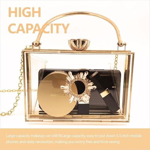 Clear Acrylic Clutch Purse for Women,Acrylic Box Evening Clutch Bag With handle,Transparent Box Crossbody Shoulder Bag in Saudi Arabia