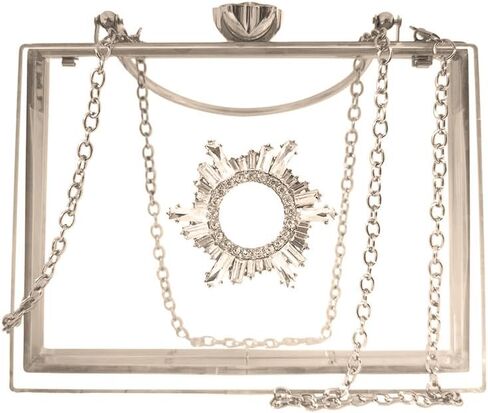 محفظة كلاتش من الأكريليك الشفاف للنساء، حقيبة كلاتش مسائية بصندوق أكريليك مع مقبض، حقيبة كتف كروس بصندوق شفاف in Kuwait