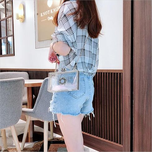 محفظة كلاتش من الأكريليك الشفاف للنساء، حقيبة كلاتش مسائية بصندوق أكريليك مع مقبض، حقيبة كتف كروس بصندوق شفاف in Kuwait