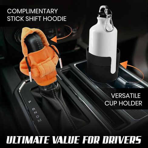 Large Cup Holder Expander for Car, Adjustable Insert Extender Holds Hydro Flask, Yeti, Nalgene, Owala, Large (32-40 oz) Bottles & Ramblers Size 3.4"-4.0", with Orange Gear Shift Hoodie in Saudi Arabia