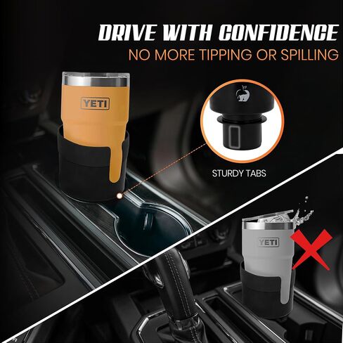 Large Cup Holder Expander for Car, Adjustable Insert Extender Holds Hydro Flask, Yeti, Nalgene, Owala, Large (32-40 oz) Bottles & Ramblers Size 3.4"-4.0", with Orange Gear Shift Hoodie in Saudi Arabia