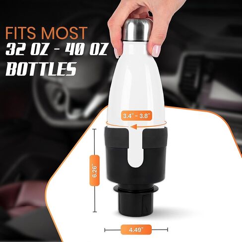 Large Cup Holder Expander for Car, Adjustable Insert Extender Holds Hydro Flask, Yeti, Nalgene, Owala, Large (32-40 oz) Bottles & Ramblers Size 3.4"-4.0", with Orange Gear Shift Hoodie in Saudi Arabia