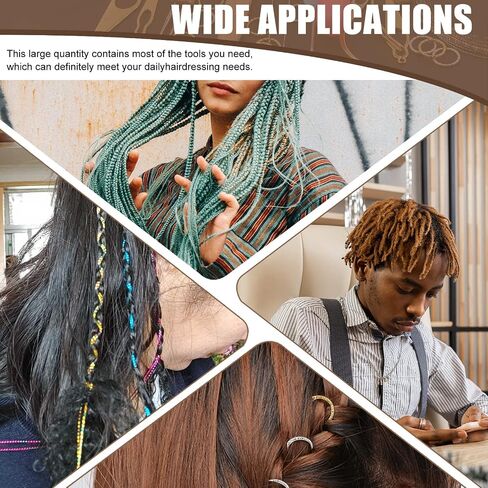 Wokape 49Pcs Dreadlocks Crochet Hook Tool Set with Colorful Braided Rope Hair Strings Hair Tie, Weaving Needle Steel Crochet Hook with Bamboo Handle Interlocking Needles for Fashion Hair Style in Saudi Arabia